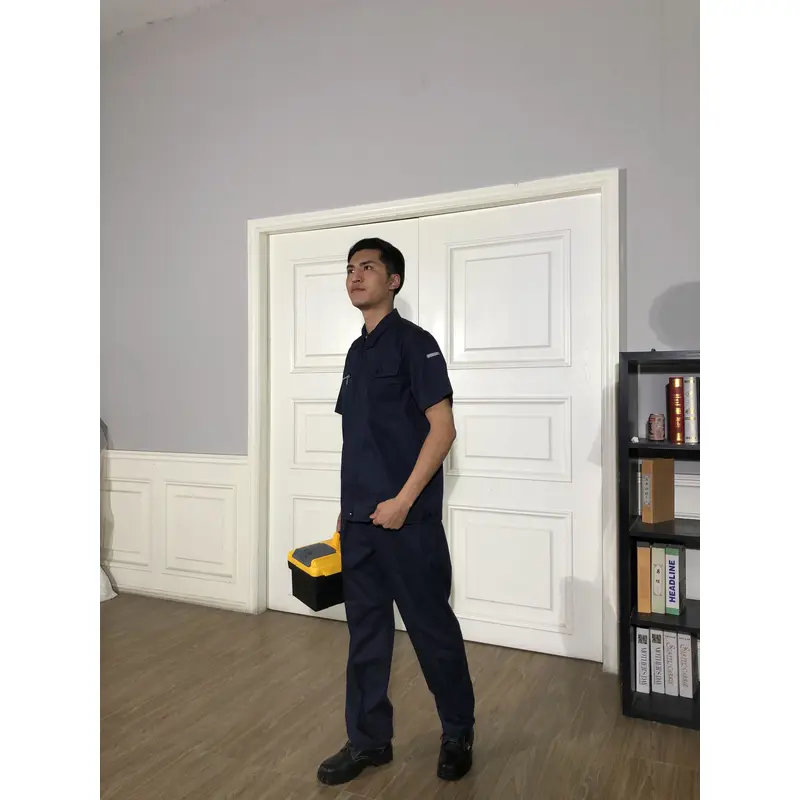 bd-mo-054定做酒店維修制服模型展示胸拉鍊口袋酒店維修制服店 