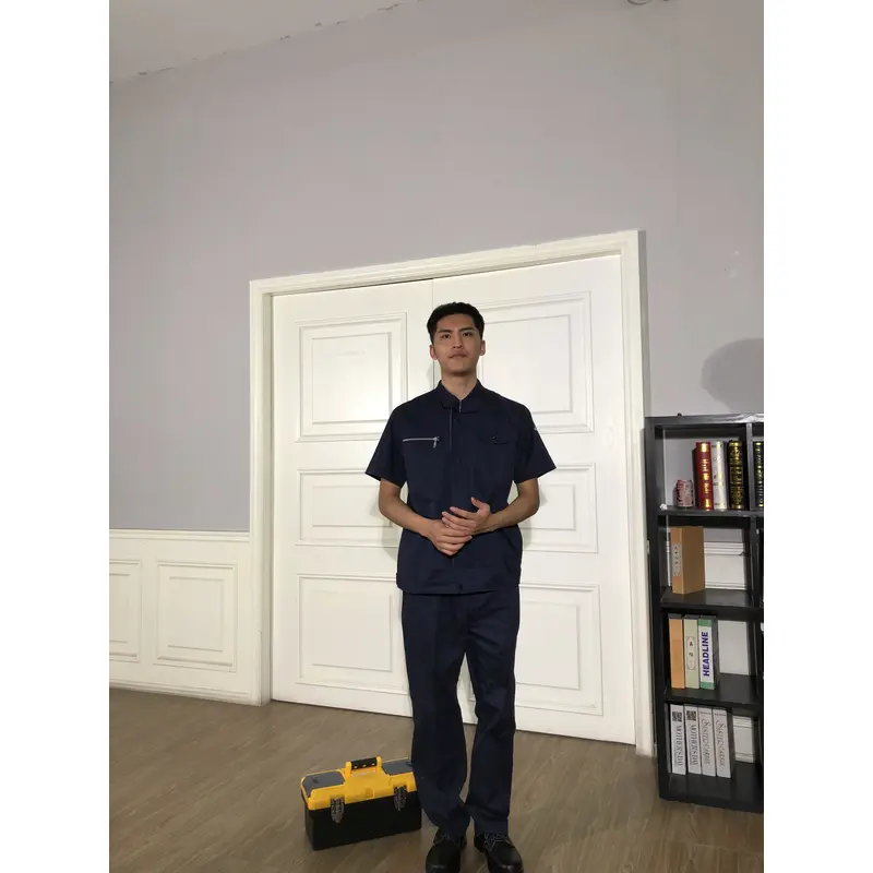 bd-mo-054定做酒店維修制服模型展示胸拉鍊口袋酒店維修制服店 