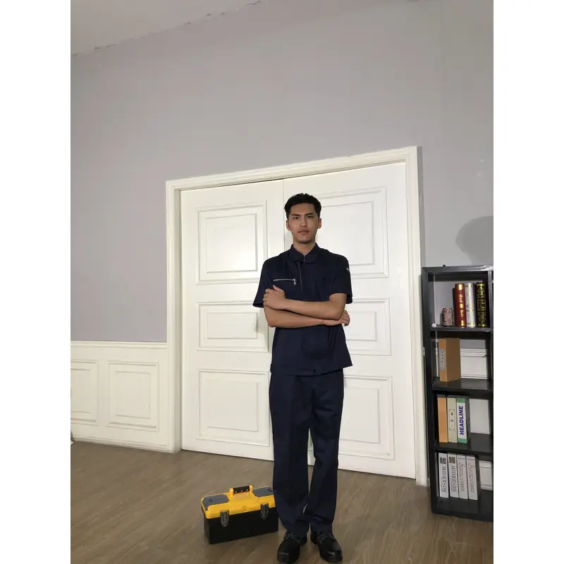 bd-mo-054定做酒店維修制服模型展示胸拉鍊口袋酒店維修制服店 