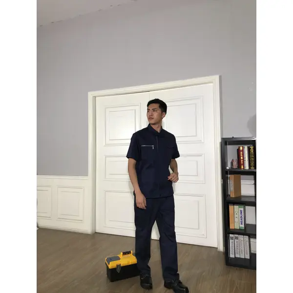 bd-mo-054定做酒店維修制服模型展示胸拉鍊口袋酒店維修制服店 