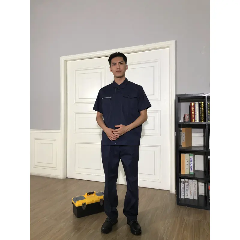 bd-mo-054定做酒店維修制服模型展示胸拉鍊口袋酒店維修制服店 