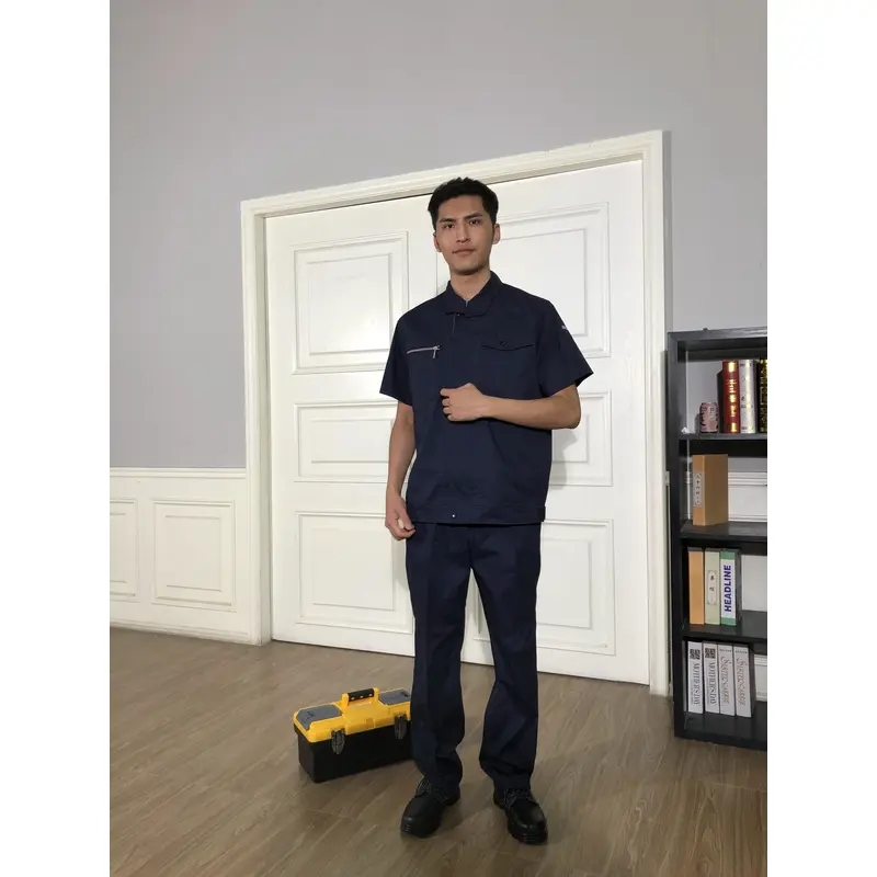 bd-mo-054定做酒店維修制服模型展示胸拉鍊口袋酒店維修制服店 