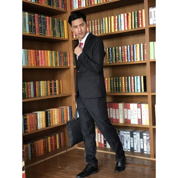 BD-MO-062 Order online custom black men's suits custom striped single-breasted men's suits