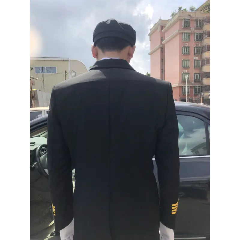 BD-MO-120 Customized Driver Uniform Model Display Designed Sleeve Golden Strips Golden Buttons Driver Uniform Center