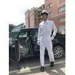 BD-MO-121 To order driver uniforms, model display, design long sleeves, pure white, golden button uniforms, driver uniforms shop