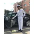 BD-MO-121 To order driver uniforms, model display, design long sleeves, pure white, golden button uniforms, driver uniforms shop