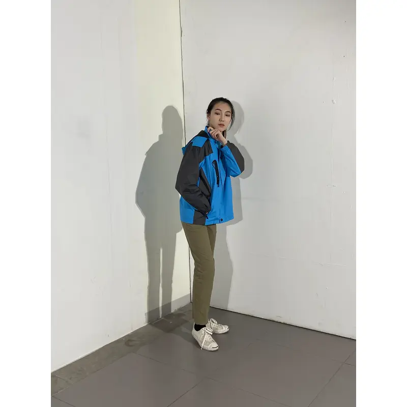 BD-MO-026 Custom-made comfortable windbreaker, try it on by real people, order black and blue windbreaker windbreaker garment factory