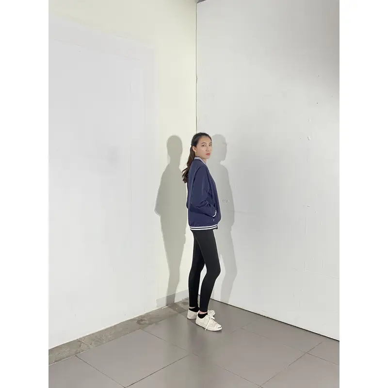 BD-MO-028 Customized stand-collar comfortable jacket, models try on navy blue and blue and white sports jacket jacket manufacturer