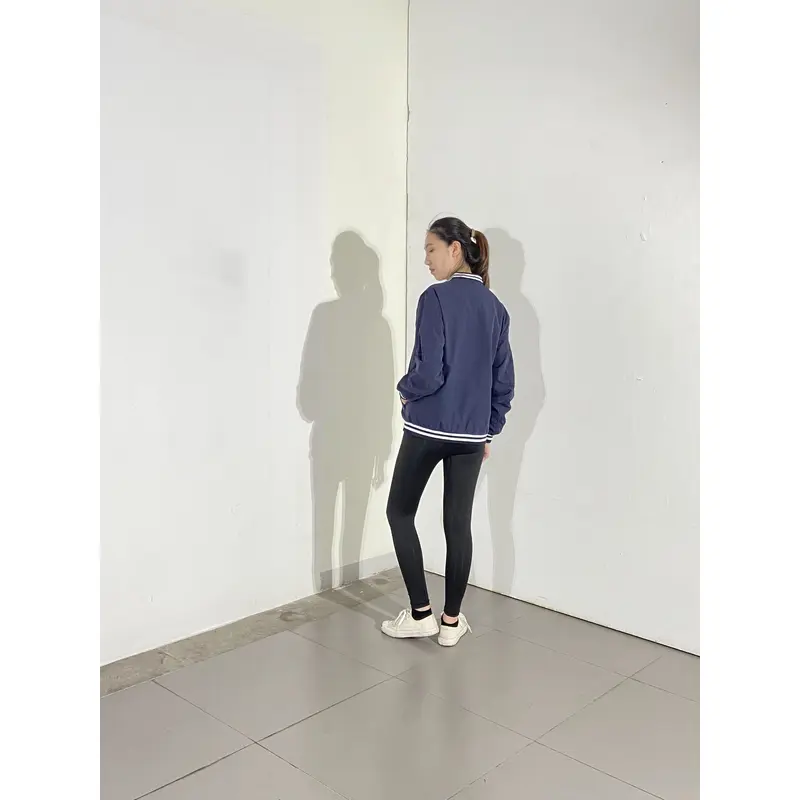 BD-MO-028 Customized stand-collar comfortable jacket, models try on navy blue and blue and white sports jacket jacket manufacturer