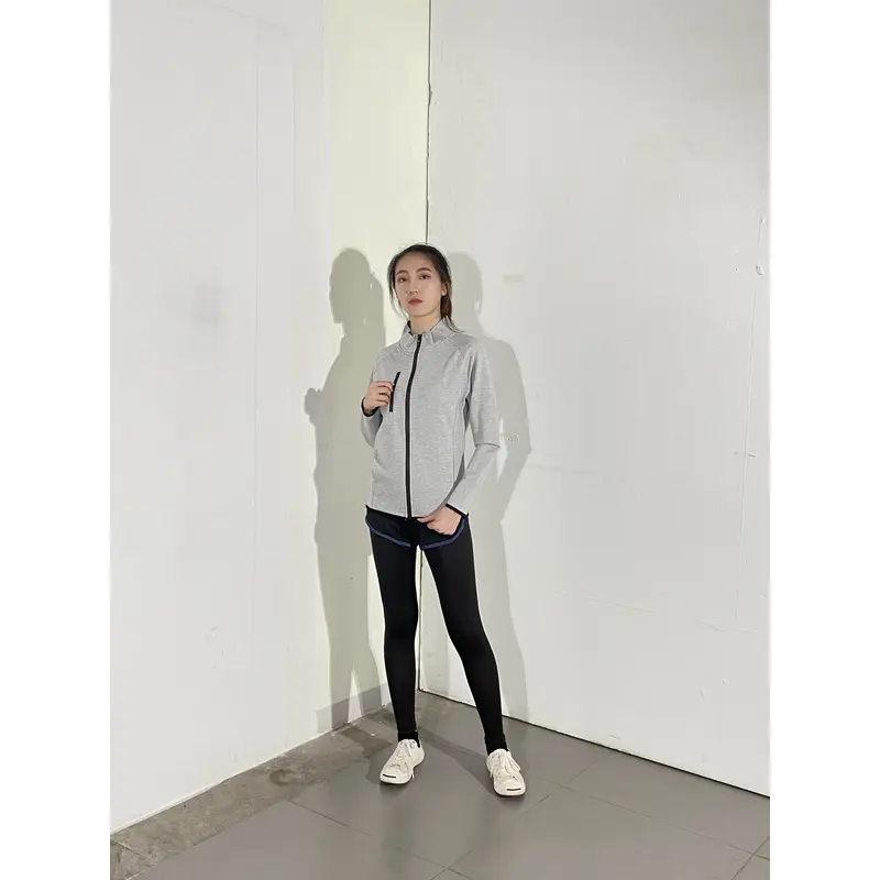 BD-MO-136 Order Knitted Jacket Online Model Display Black Sleeve Grey Casual Jacket Knitted Jacket Manufacturer