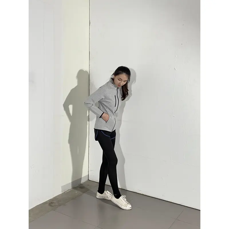 BD-MO-136 Order Knitted Jacket Online Model Display Black Sleeve Grey Casual Jacket Knitted Jacket Manufacturer