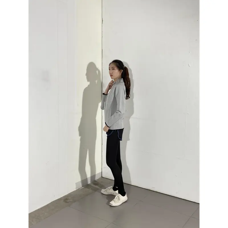 BD-MO-136 Order Knitted Jacket Online Model Display Black Sleeve Grey Casual Jacket Knitted Jacket Manufacturer