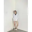 BD-MO-137 Order online hooded knitted sweater model display design pure white hooded sweater hooded knitted sweater supplier