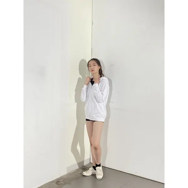 BD-MO-137 Order online hooded knitted sweater model display design pure white hooded sweater hooded knitted sweater supplier