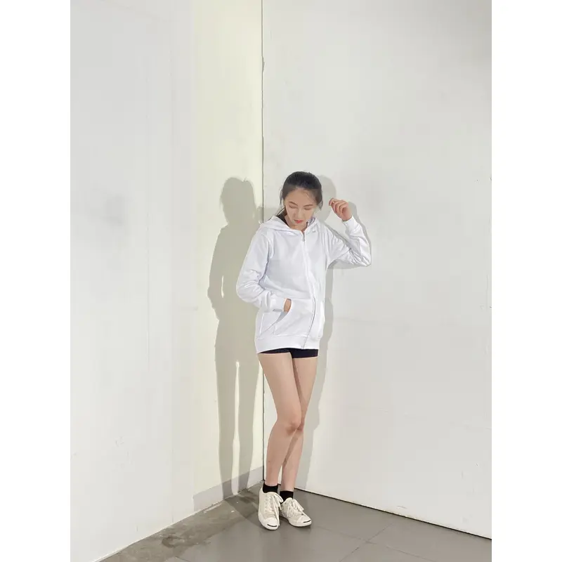 BD-MO-137 Order online hooded knitted sweater model display design pure white hooded sweater hooded knitted sweater supplier