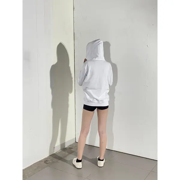 BD-MO-137 Order online hooded knitted sweater model display design pure white hooded sweater hooded knitted sweater supplier