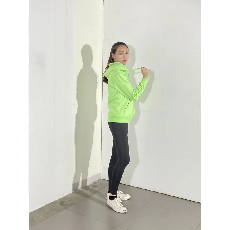BD-MO-139 Customized knitted uniform with hood, model display, bright color matching, casual and comfortable, knitted uniform with hood supplier