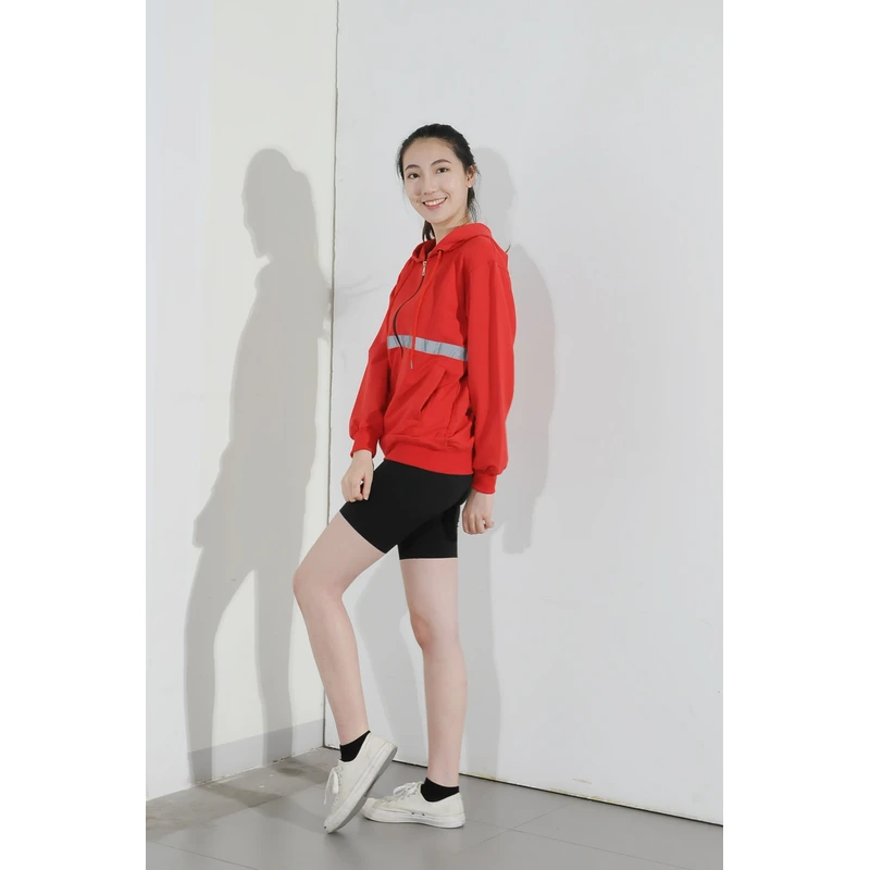 BD-MO-142 Order online hooded knitted uniforms, design stitching and contrasting colors, soft and comfortable, hooded knitted uniforms supplier