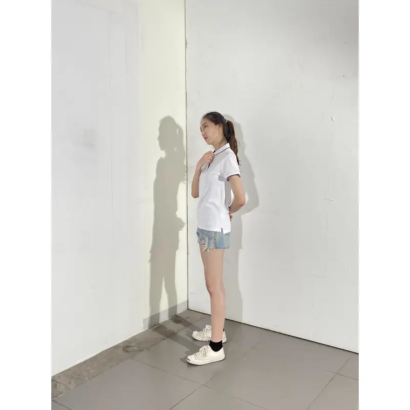 bd-mo-003 定制短袖 polo 衫供應白色和黑色 polo 衫現場表演模特試穿 polo 衫中心 