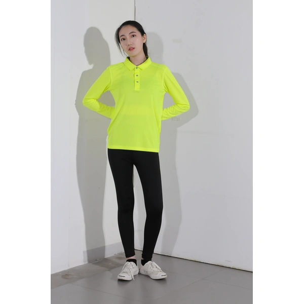 bd-mo-004 定制長袖 polo 衫供應熒光黃 polo 衫現場表演模特試穿 polo 衫中心 