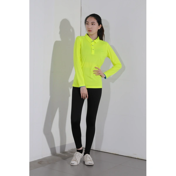 bd-mo-004 定制長袖 polo 衫供應熒光黃 polo 衫現場表演模特試穿 polo 衫中心 