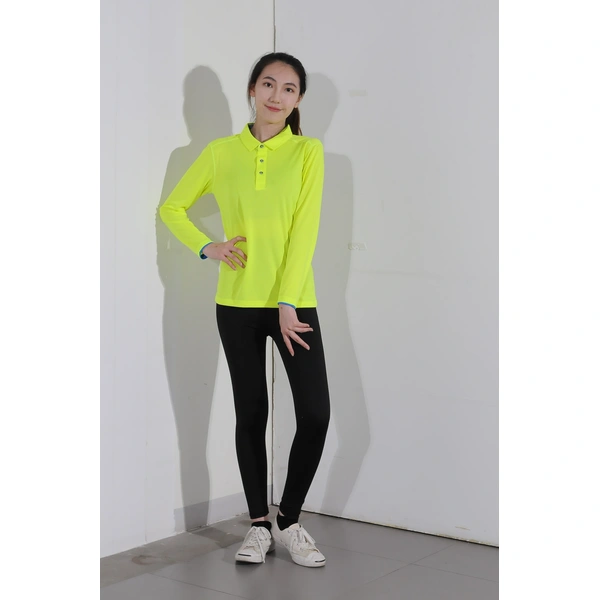 bd-mo-004 定制長袖 polo 衫供應熒光黃 polo 衫現場表演模特試穿 polo 衫中心 