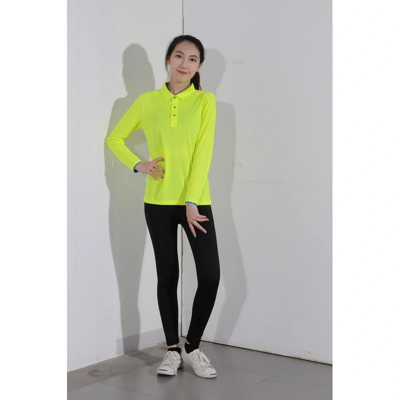 bd-mo-004 定制長袖 polo 衫供應熒光黃 polo 衫現場表演模特試穿 polo 衫中心 