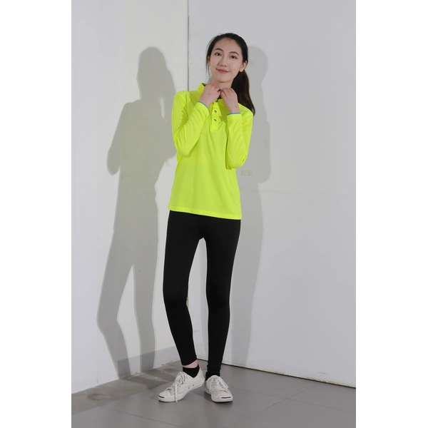 bd-mo-004 定制長袖 polo 衫供應熒光黃 polo 衫現場表演模特試穿 polo 衫中心 