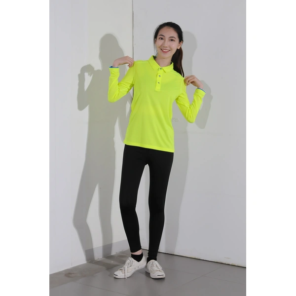 bd-mo-004 定制長袖 polo 衫供應熒光黃 polo 衫現場表演模特試穿 polo 衫中心 