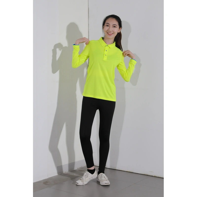 bd-mo-004 定制長袖 polo 衫供應熒光黃 polo 衫現場表演模特試穿 polo 衫中心 
