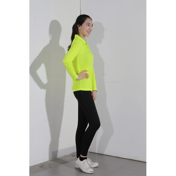 bd-mo-004 定制長袖 polo 衫供應熒光黃 polo 衫現場表演模特試穿 polo 衫中心 