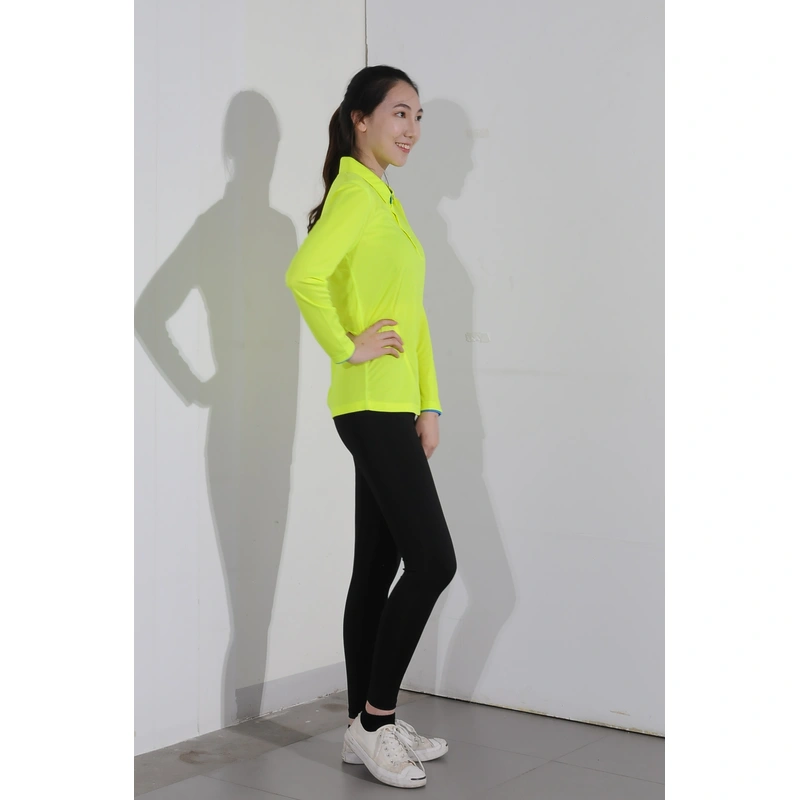 bd-mo-004 定制長袖 polo 衫供應熒光黃 polo 衫現場表演模特試穿 polo 衫中心 