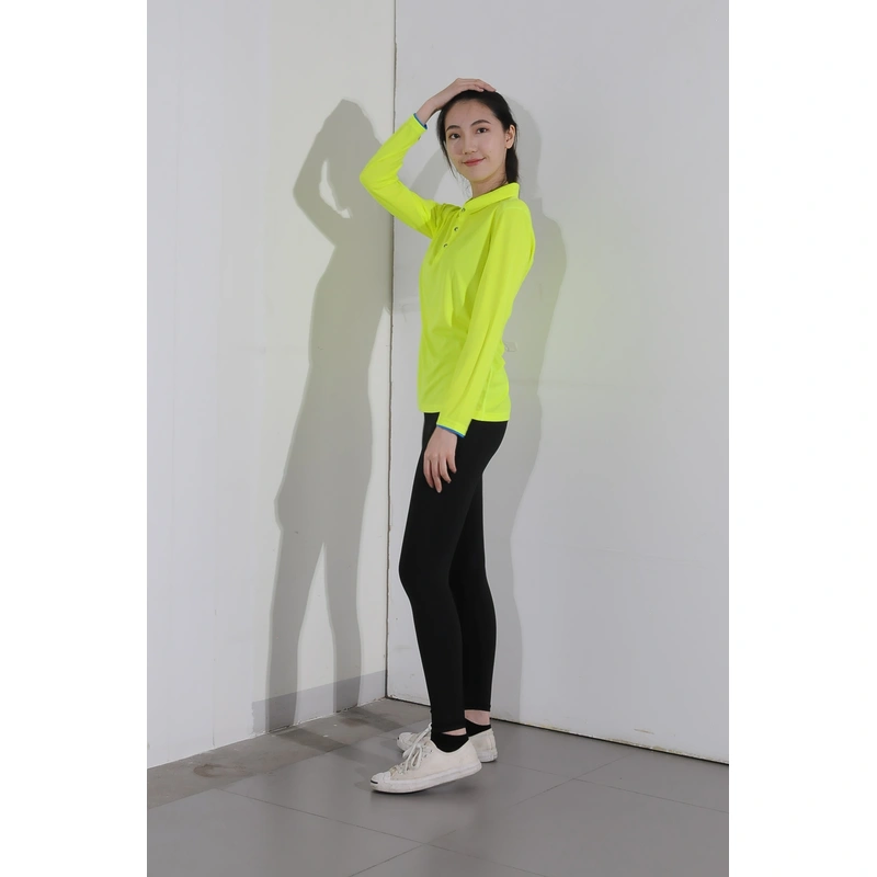 bd-mo-004 定制長袖 polo 衫供應熒光黃 polo 衫現場表演模特試穿 polo 衫中心 