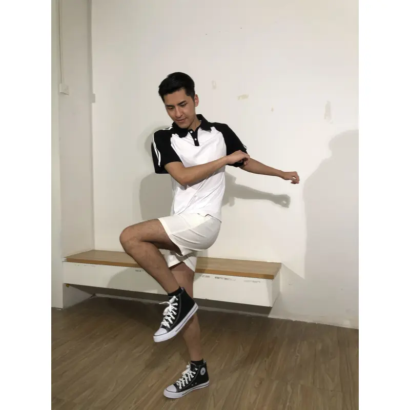 bd-mo-007 定制男士短袖polo衫供應黑白配色白色條紋polo衫現場秀現場試穿polo衫中心 