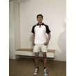 bd-mo-007 定制男士短袖polo衫供應黑白配色白色條紋polo衫現場秀現場試穿polo衫中心 