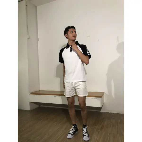 bd-mo-007 定制男士短袖polo衫供應黑白配色白色條紋polo衫現場秀現場試穿polo衫中心 