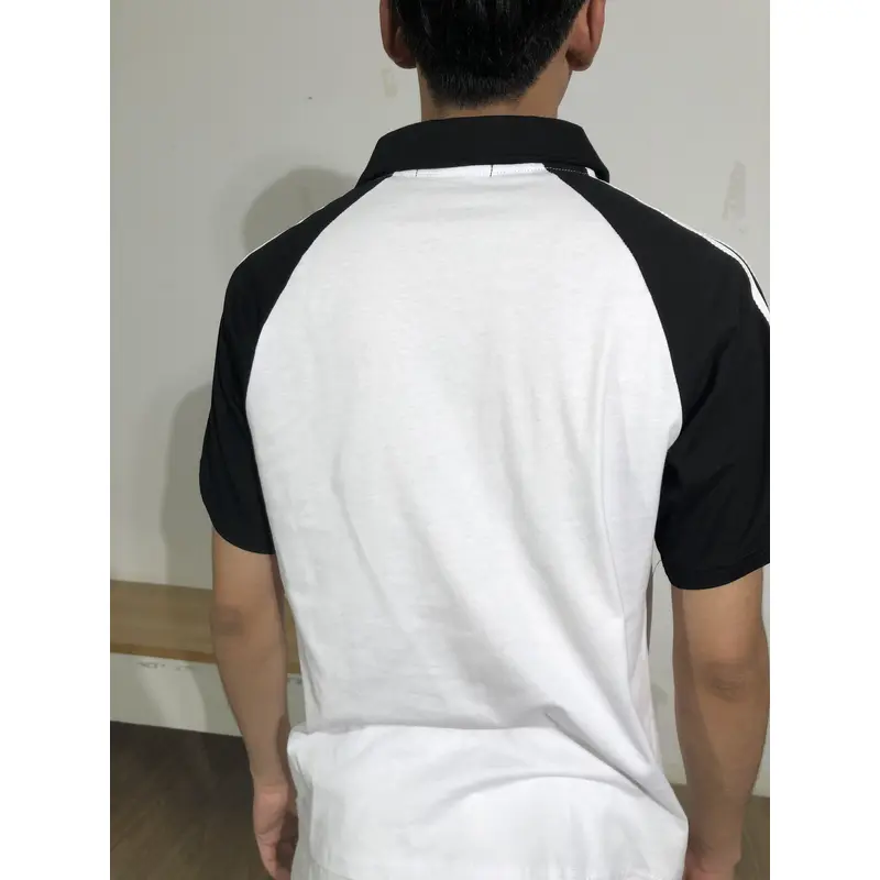 bd-mo-007 定制男士短袖polo衫供應黑白配色白色條紋polo衫現場秀現場試穿polo衫中心 