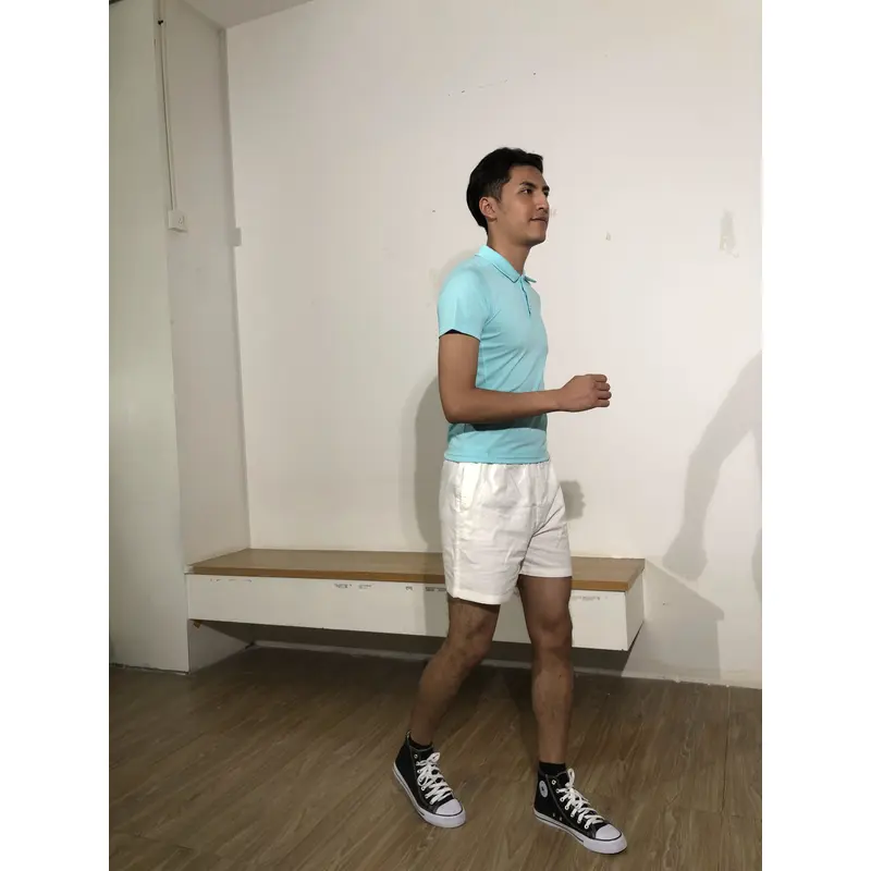 bd-mo-009 定制男士短袖polo衫，藍色polo衫，現場表演，模特試穿polo衫製造商 