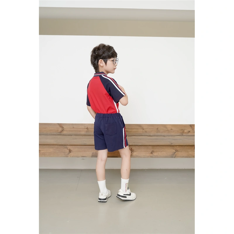 BD-MO-145 Customized summer short-sleeved British style school uniforms model display design Polo summer school uniforms school uniform design company