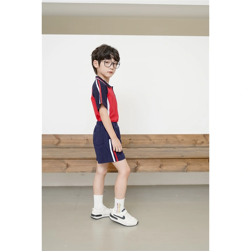 BD-MO-145 Customized summer short-sleeved British style school uniforms model display design Polo summer school uniforms school uniform design company