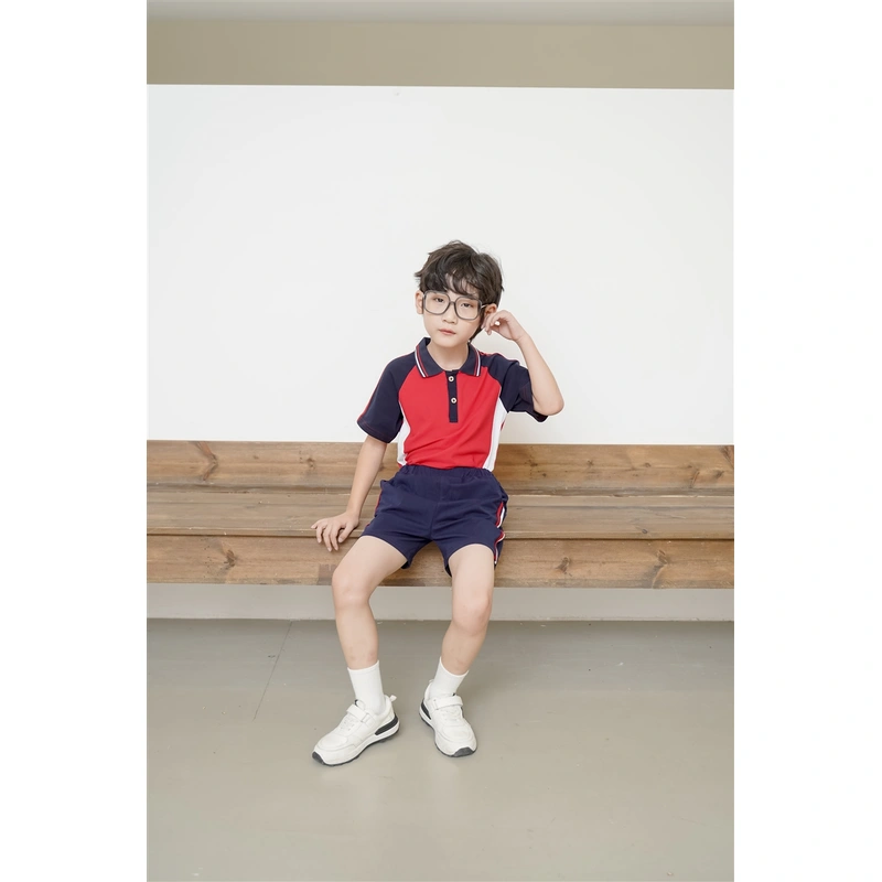BD-MO-145 Customized summer short-sleeved British style school uniforms model display design Polo summer school uniforms school uniform design company