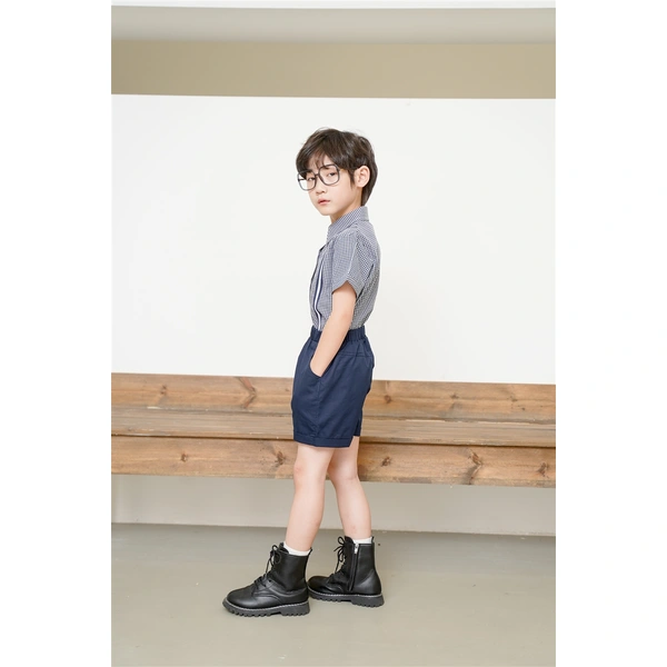 BD-MO-146 Design contrast color stitching shirt uniforms Customized college style school uniforms Model display Uniform design factory