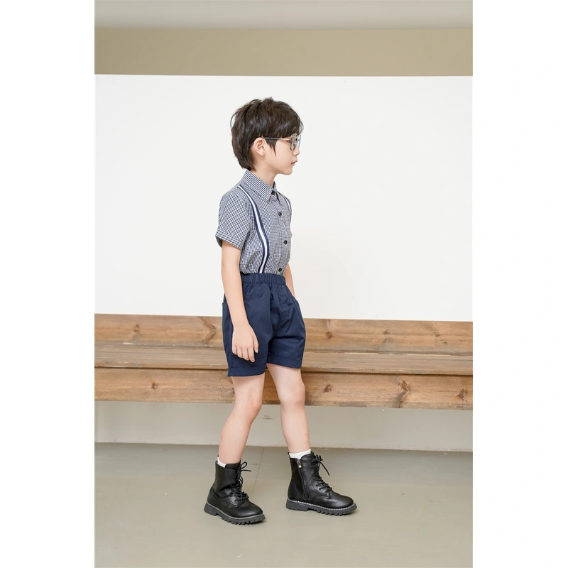 BD-MO-146 Design contrast color stitching shirt uniforms Customized college style school uniforms Model display Uniform design factory