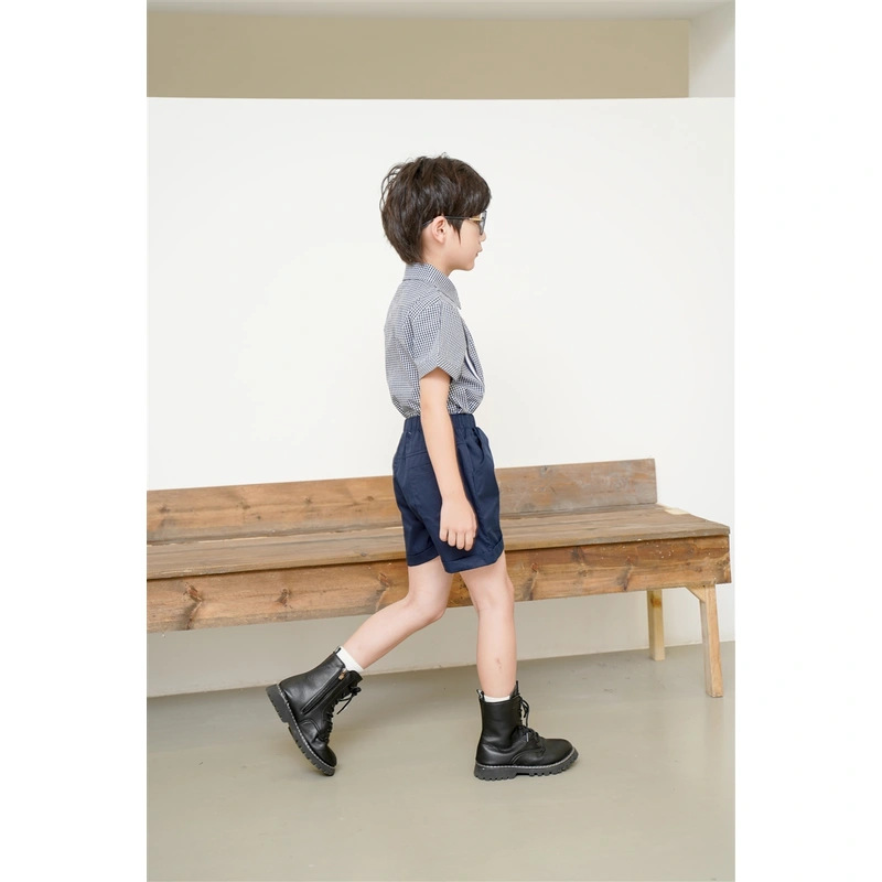 BD-MO-146 Design contrast color stitching shirt uniforms Customized college style school uniforms Model display Uniform design factory