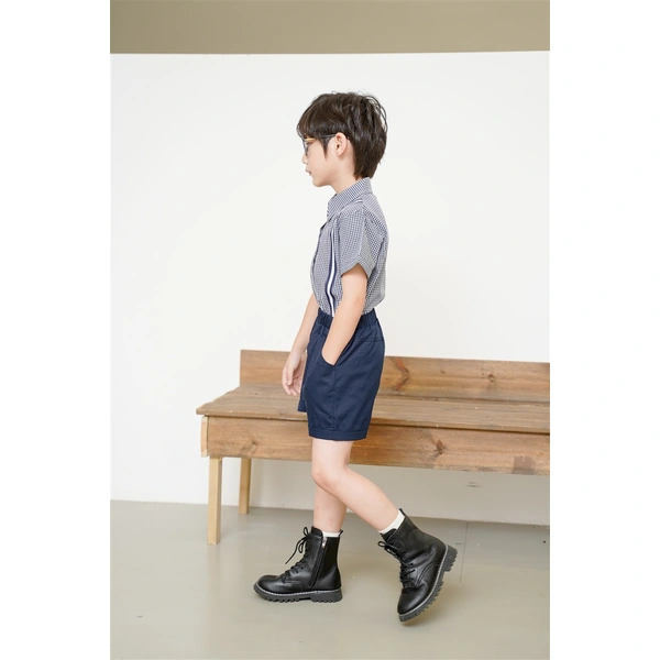 BD-MO-146 Design contrast color stitching shirt uniforms Customized college style school uniforms Model display Uniform design factory