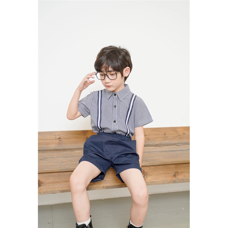 BD-MO-146 Design contrast color stitching shirt uniforms Customized college style school uniforms Model display Uniform design factory