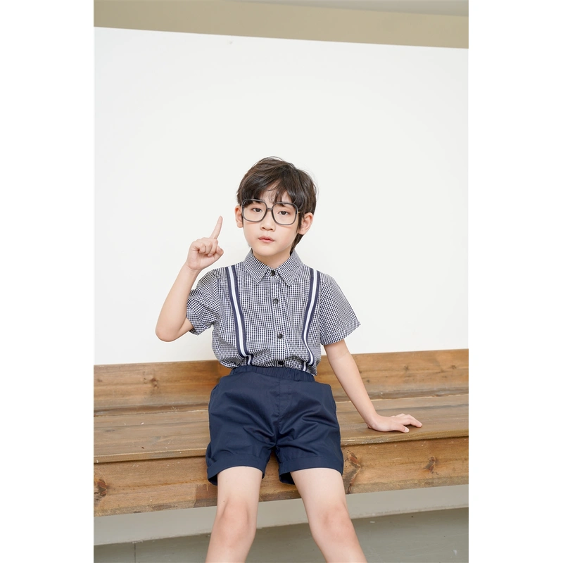 BD-MO-146 Design contrast color stitching shirt uniforms Customized college style school uniforms Model display Uniform design factory