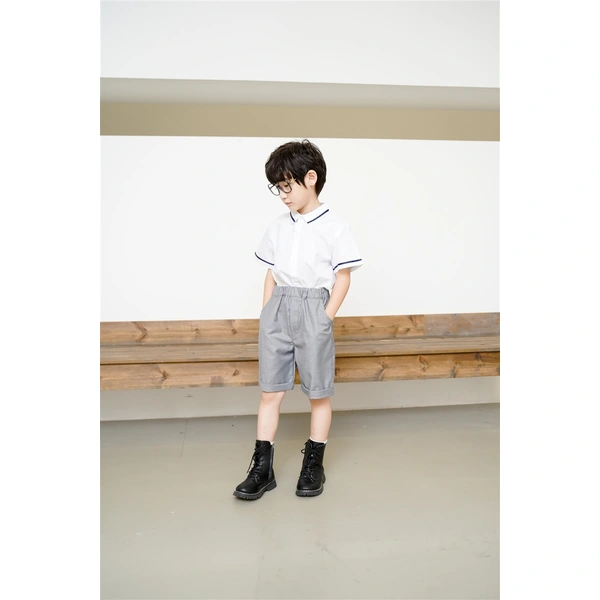 BD-MO-149 Design a two-piece school uniform with shirts, custom-made sweat-absorbent, breathable, soft fabric school uniforms, real people try on, model demonstrations, school uniforms manufacturing factory