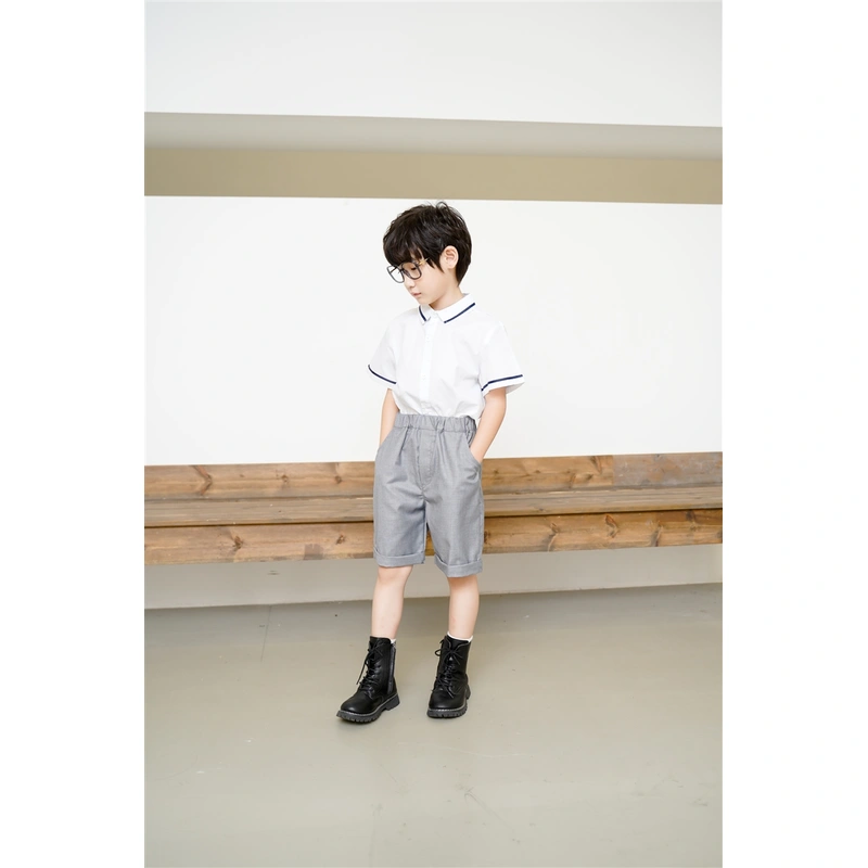 BD-MO-149 Design a two-piece school uniform with shirts, custom-made sweat-absorbent, breathable, soft fabric school uniforms, real people try on, model demonstrations, school uniforms manufacturing factory