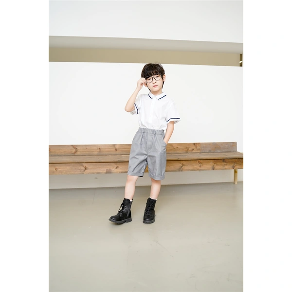 BD-MO-149 Design a two-piece school uniform with shirts, custom-made sweat-absorbent, breathable, soft fabric school uniforms, real people try on, model demonstrations, school uniforms manufacturing factory